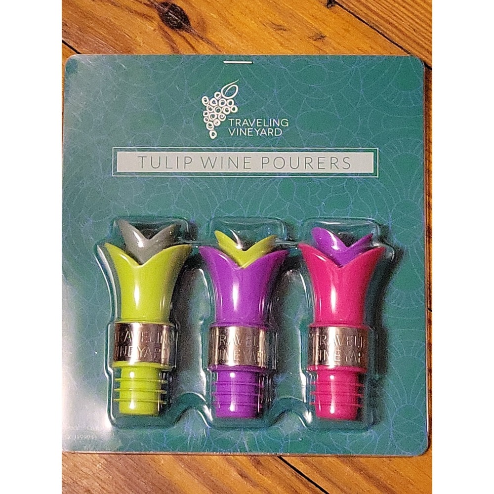 Wine stoppers pourers Traveling Vineyard Tulip set of 3 New in‎ Package